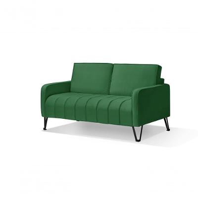 Sofá Living 2 Lugares C/ Pé De Ferro Preto 1,58 Mts Verde