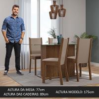 Conjunto Sala De Jantar Mesa Tampo De Vidro 4 Cadeiras Rustic/crema/sintético Bege Yara Madesa Rustic/crema/sintético Bege - 2