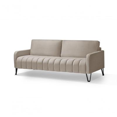 Sofá Living 3 Lugares C/ Pé De Ferro Preto 2,20 Mts Bege