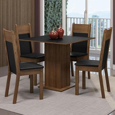 Conjunto Sala De Jantar Mesa Tampo De Madeira 4 Cadeiras Claire Madesa Rustic/preto
