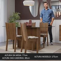 Conjunto Sala De Jantar Mesa Tampo De Vidro 4 Cadeiras Rustic/floral Hibiscos Espanha Madesa Rustic/hibiscos - 3