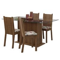 Conjunto Sala De Jantar Mesa Tampo De Vidro 4 Cadeiras Rustic/floral Hibiscos Espanha Madesa Rustic/hibiscos - 8