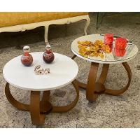 1/3 Conjunto Mesa De Centro E Lateral Pés Cebola Composê Espelhada Branco Branco - 2