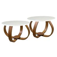 Conjunto Mesa De Centro E Lateral Pés Cebola Branco Branco - 2