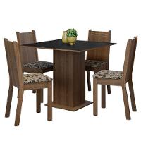 Conjunto Sala De Jantar Mesa Tampo De Madeira 4 Cadeiras Rustic/preto/bege Marrom Samara Madesa Rustic/preto/bege Marrom - 7