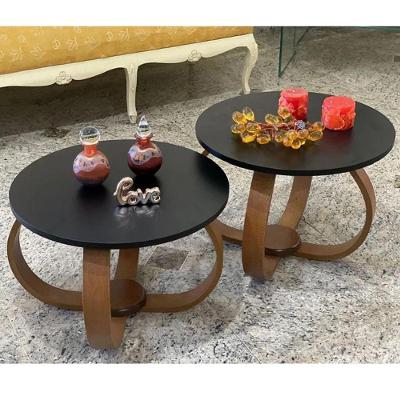 Conjunto Mesa De Centro E Lateral Pés Cebola Preto Preto