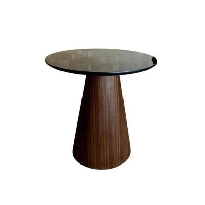 Mesa Cone Lateral Base Imbuia Rajado Tampo 41 Cm Laca Preta