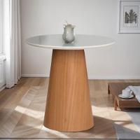 Mesa Lateral Cone Base Laminada Em Madeira Natural E Tampo 41 Cm Laqueado Off White Marrom Off White - 2