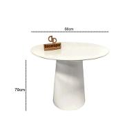 Mesa De Canto Cone Laqueado Com Tampo Vidro 60cm Branco 70cm Branco - 2