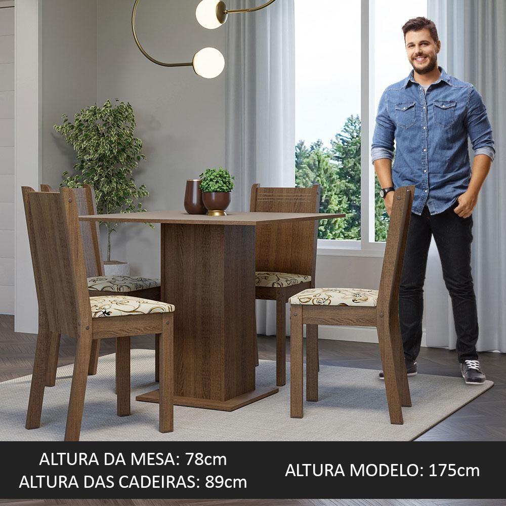 Conjunto Sala De Jantar Mesa Tampo De Madeira 4 Cadeiras Rustic/crema/lírio Bege Samara Madesa Rustic/crema/lírio Bege - 2