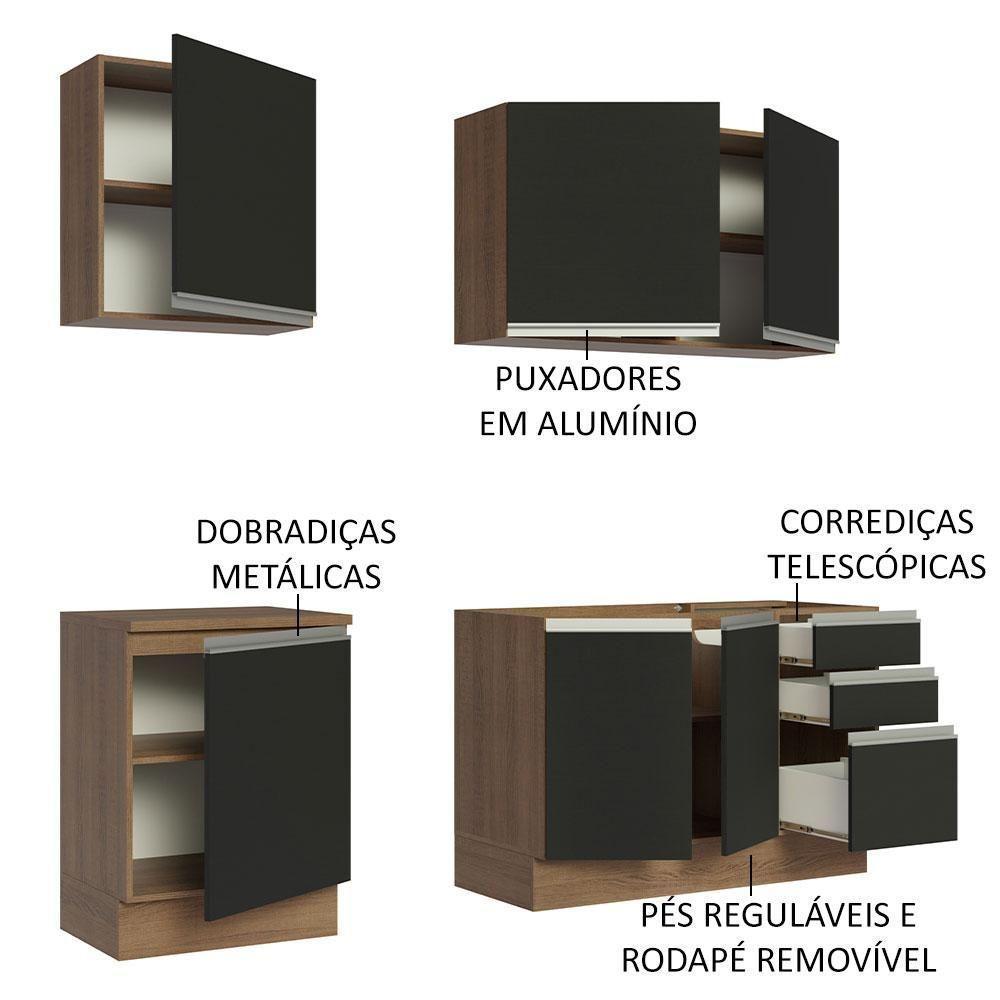 Cozinha Completa 180005 Com Armário E Balcão Rustic/Preto - 8