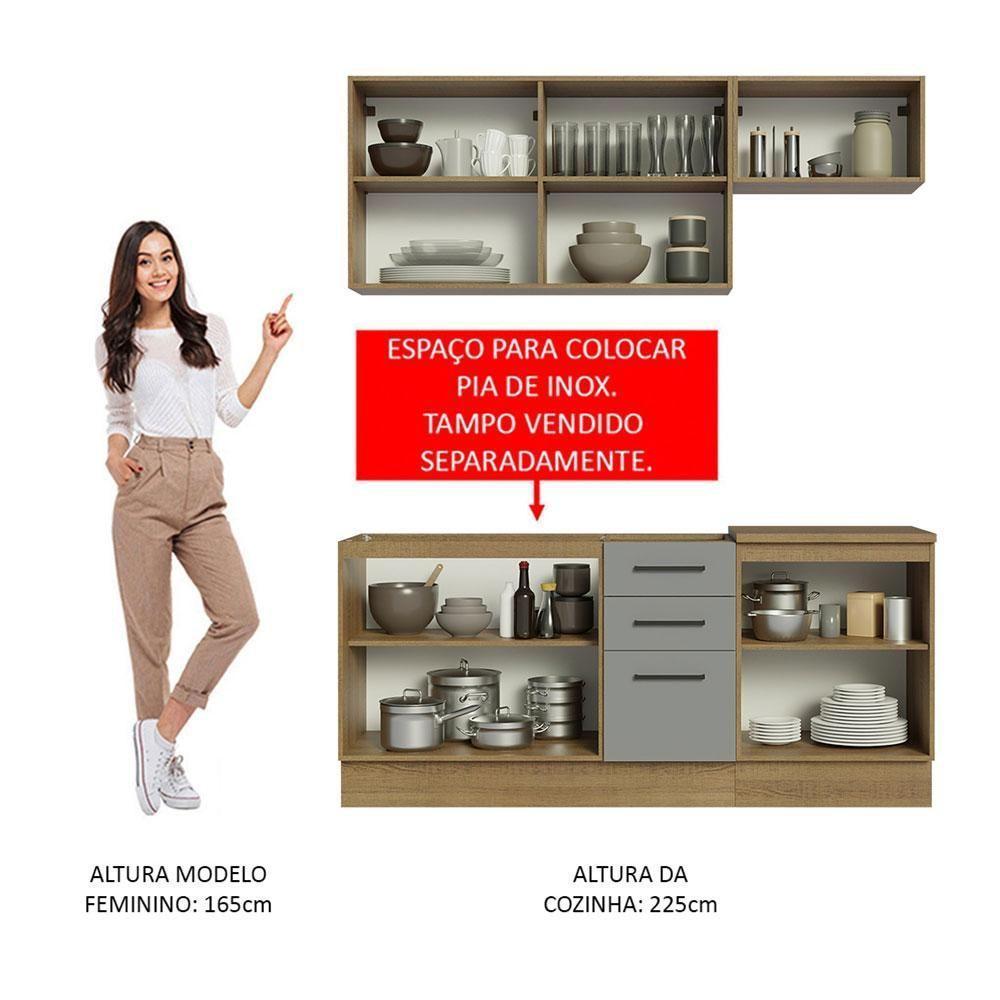 Cozinha Completa 180003 Com Armário E Balcão Rustic/Cinza - 7