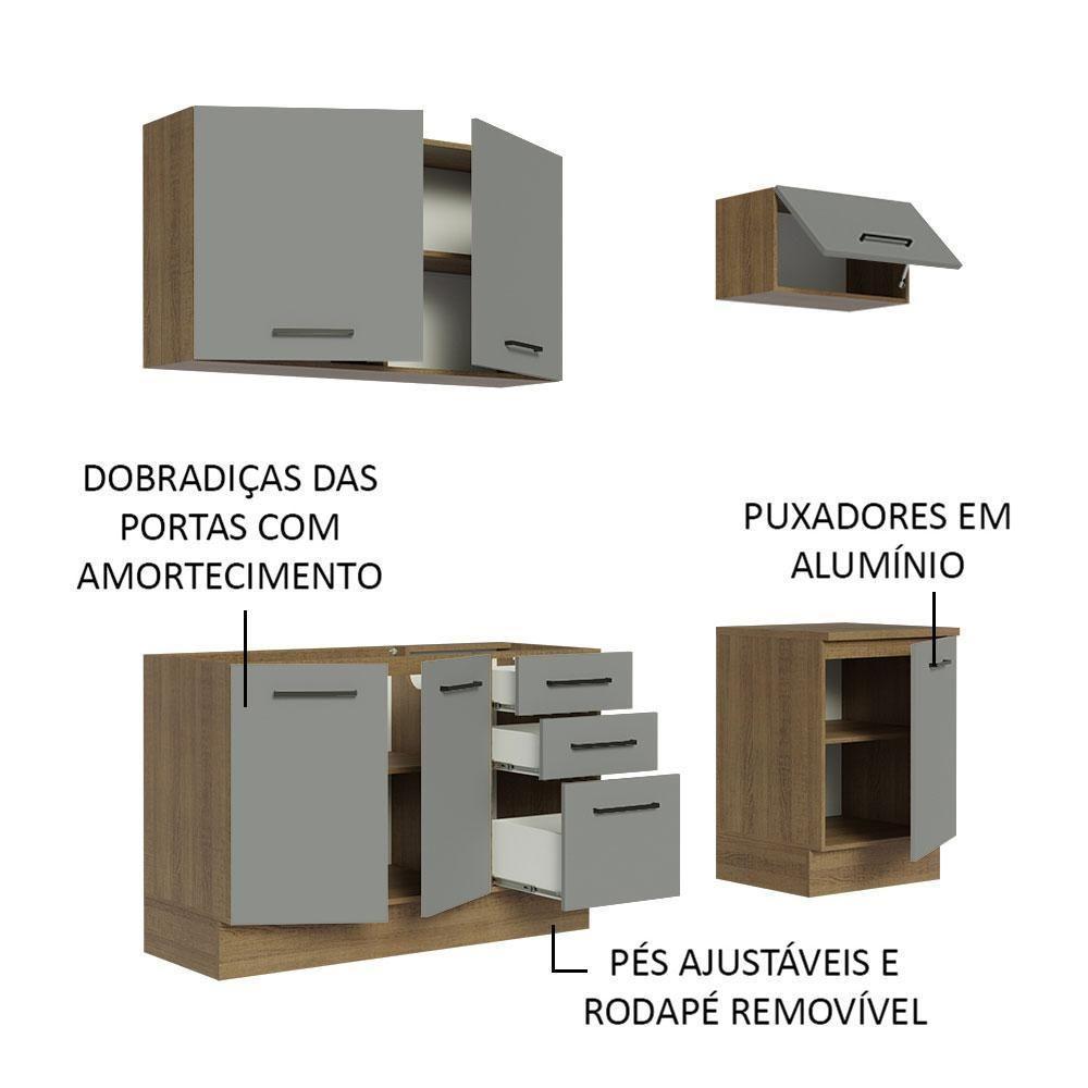 Cozinha Completa 180003 Com Armário E Balcão Rustic/Cinza - 8