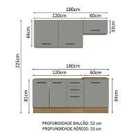 Cozinha Completa 180003 Com Armário E Balcão Rustic/Cinza - 9