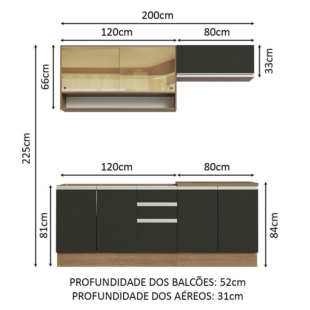 Cozinha Completa 200003 Com Armário E Balcão Rustic/Preto - 9