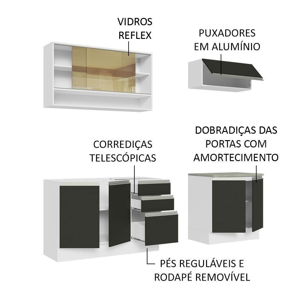 Cozinha Completa 200003 Com Armário E Balcão Branco/Preto - 8