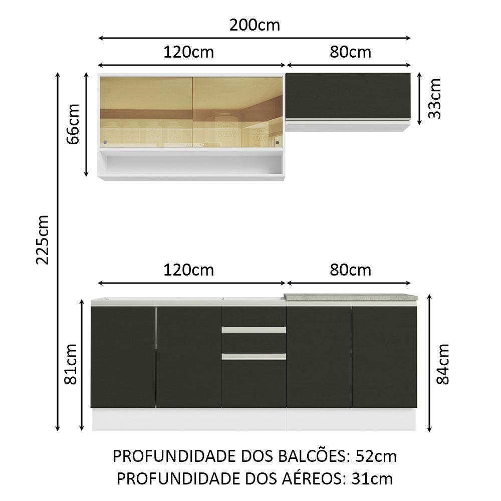 Cozinha Completa 200003 Com Armário E Balcão Branco/Preto - 9