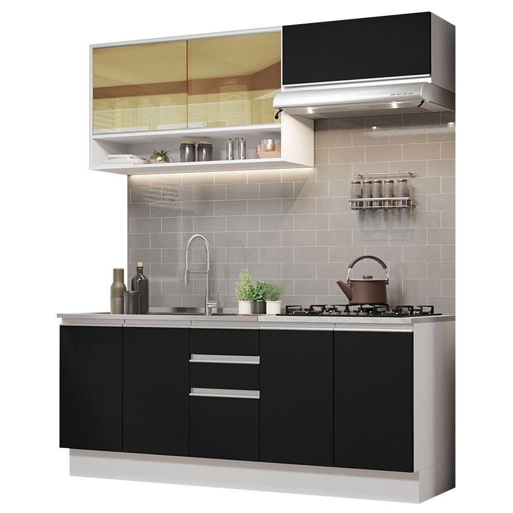 Cozinha Completa 200003 Com Armário E Balcão Branco/Preto - 10