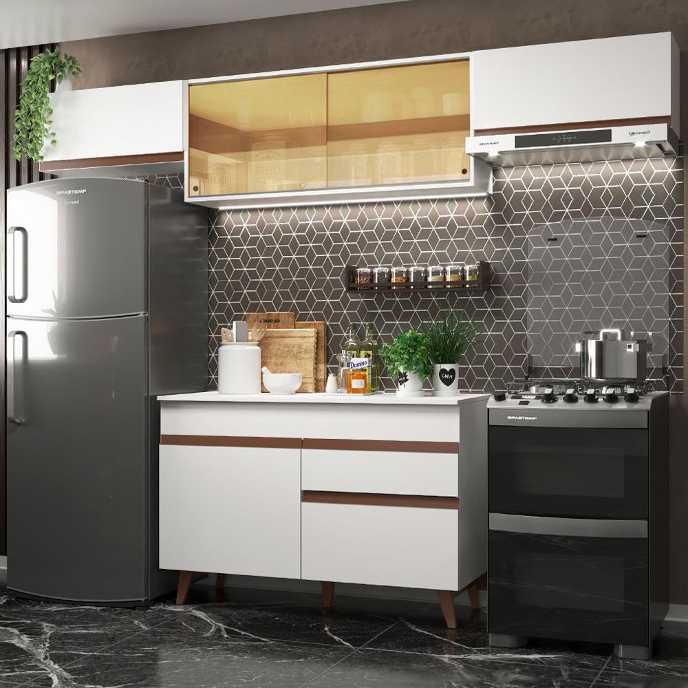 Cozinha Compacta Madesa Reims Com Armário E Balcão Branco - 2
