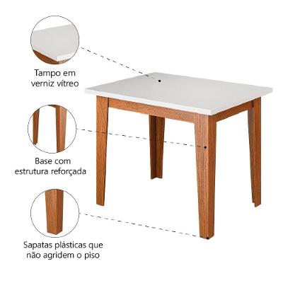 Mesa Para Sala De Jantar 1,20m Miami Madeirado/off White Dobuê Madeirado/off White