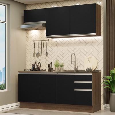 Cozinha Completa 180007 Com Armário E Balcão Rustic/Preto