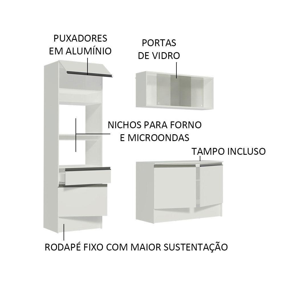 Cozinha Compacta Topazio Pop com Armário Branco - 8