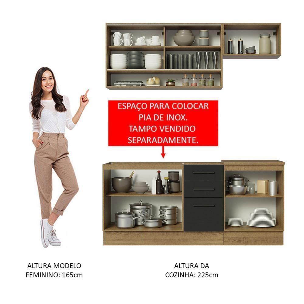 Cozinha Completa 180004 Com Armário E Balcão Rustic/Preto - 7