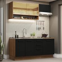 Cozinha Completa 180004 Com Armário E Balcão Rustic/Preto - 1