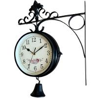 Relógio Retrô Com Sino Estação Trem Dupla Face Floral Preto - 1