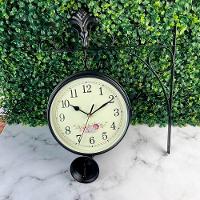 Relógio Retrô Com Sino Estação Trem Dupla Face Floral Preto - 2