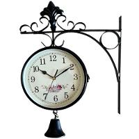 Relógio Retrô Com Sino Estação Trem Dupla Face Floral Preto - 3