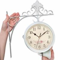 Relógio Retrô Com Sino Estação Trem Dupla Face Floral Branco - 2