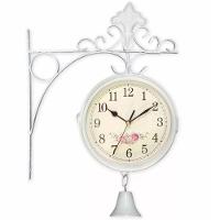 Relógio Retrô Com Sino Estação Trem Dupla Face Floral Branco - 3