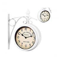 Relógio Estação Dupla Face Retrô New York Decoração Branco