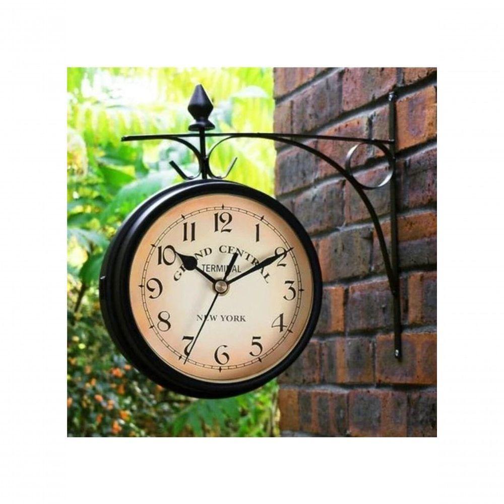 Relógio Estação Dupla Face Retrô New York Decoração Preto - 2