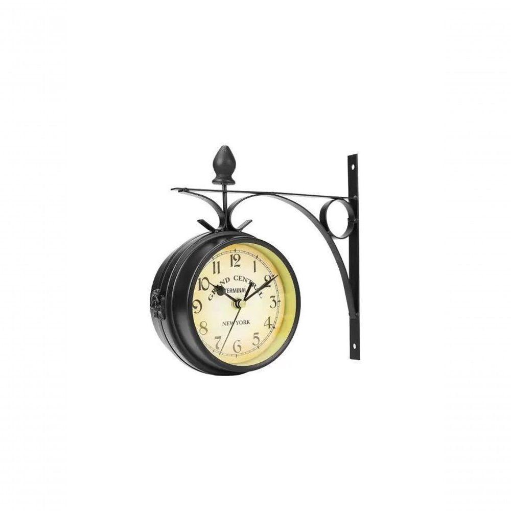 Relógio Estação Dupla Face Retrô New York Decoração Preto - 4