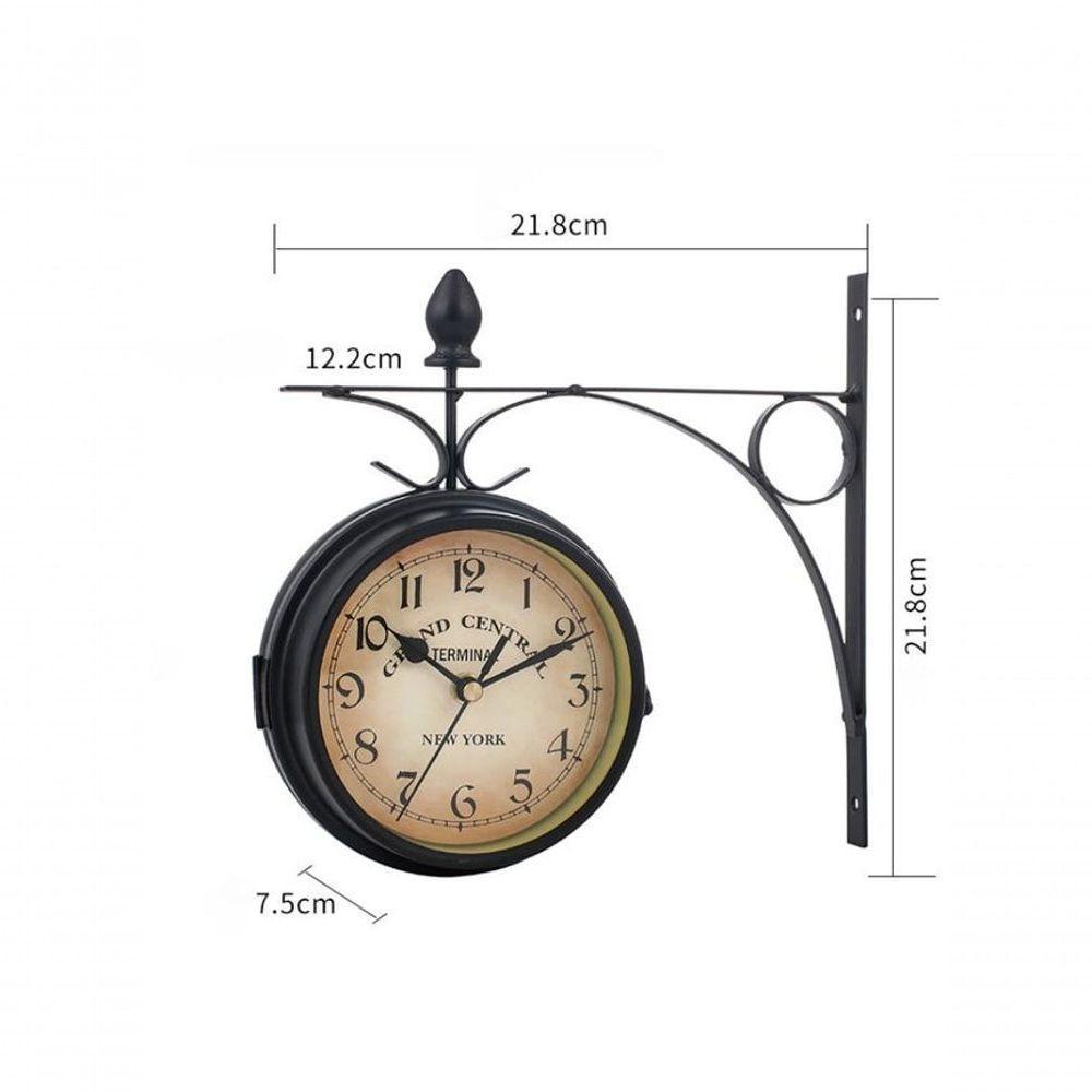 Relógio Estação Dupla Face Retrô New York Decoração Preto - 5