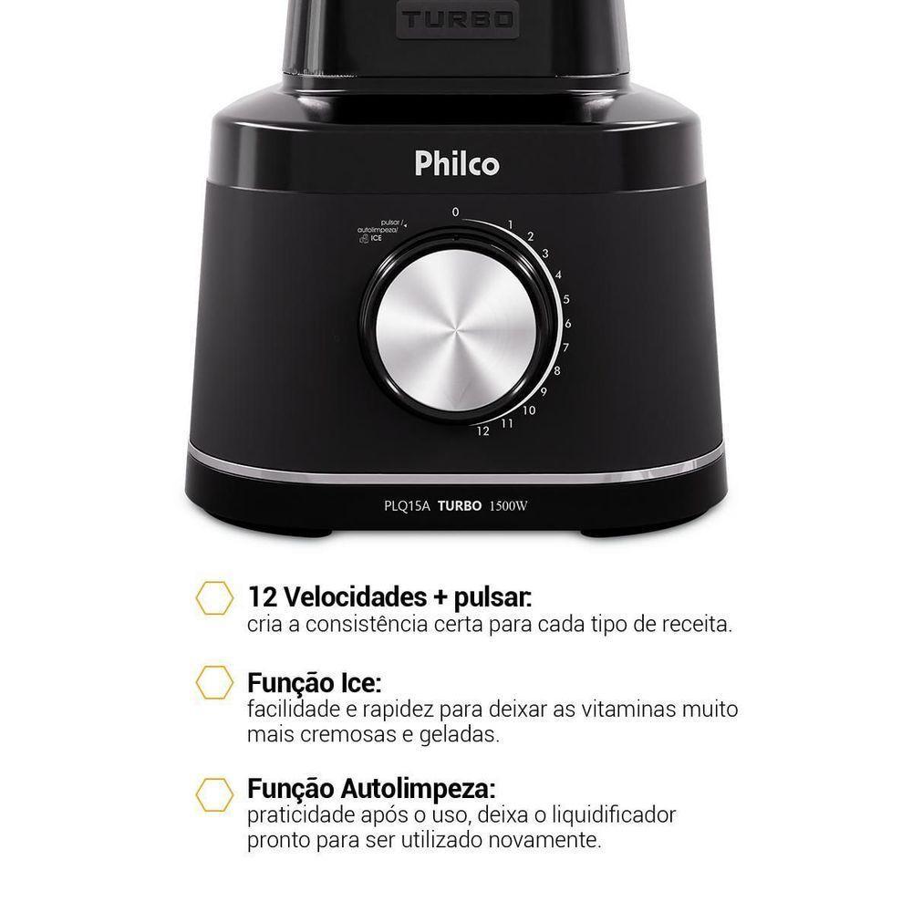 Liquidificador Philco 1500W 12 velocidades 3,1L PLQ15A 110V - 2