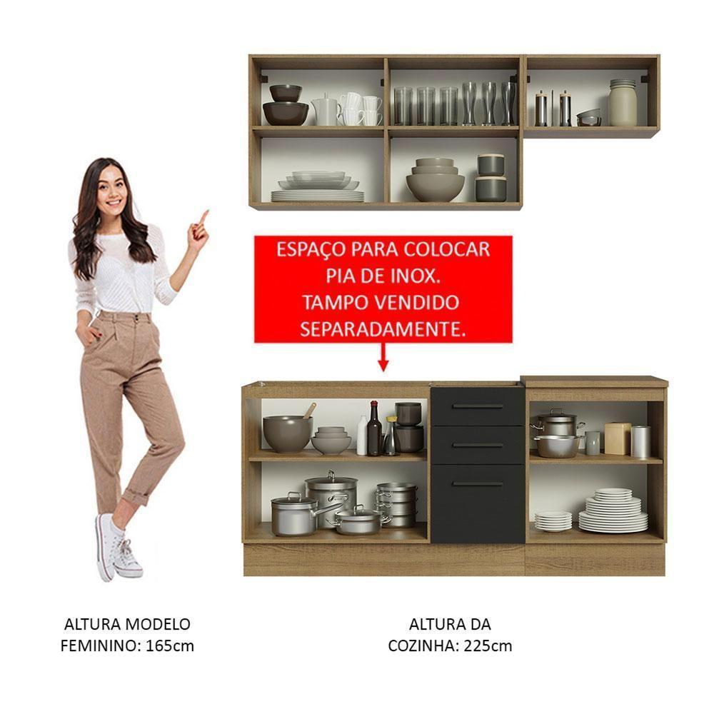 Cozinha Completa 180003 Com Armário E Balcão Rustic/Preto - 7