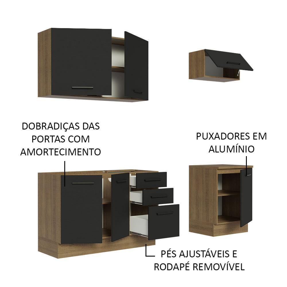 Cozinha Completa 180003 Com Armário E Balcão Rustic/Preto - 8