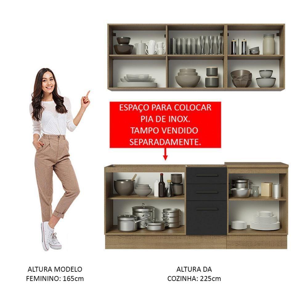 Cozinha Completa 180001 Com Armário E Balcão Rustic/Preto - 7