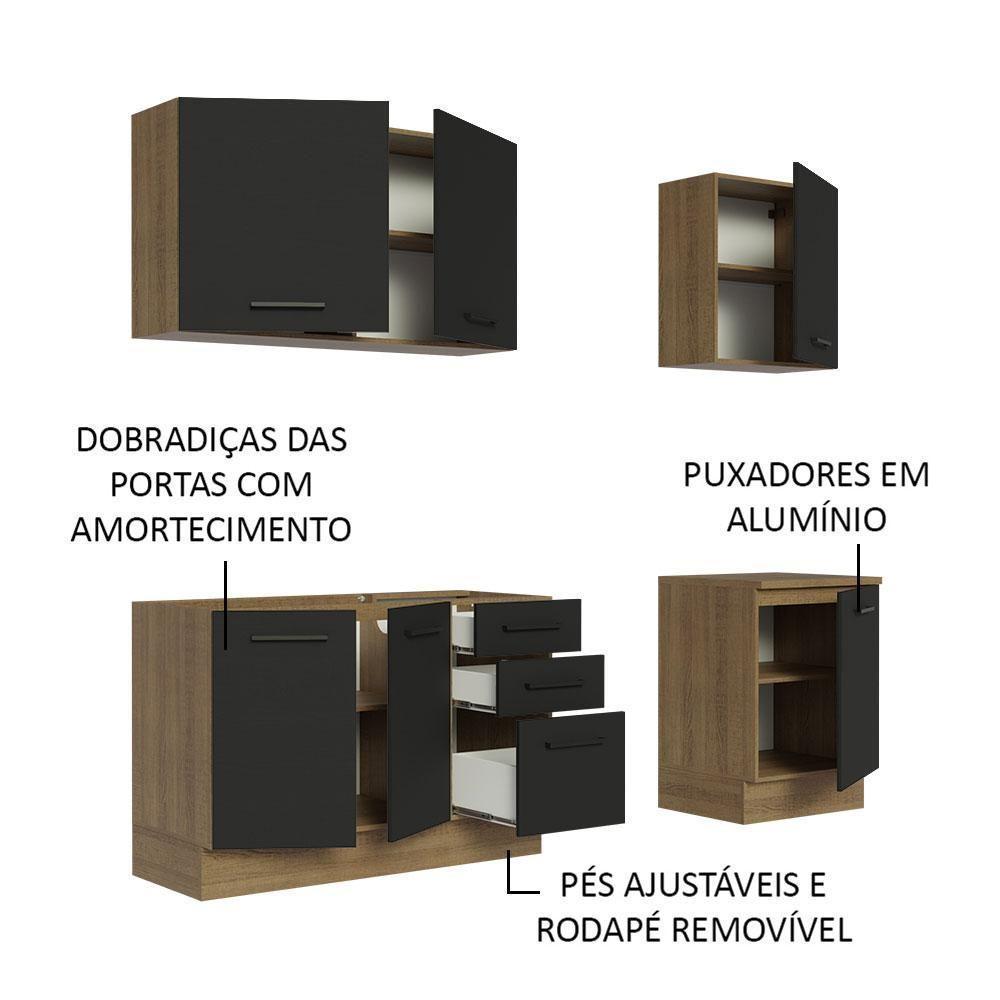 Cozinha Completa 180001 Com Armário E Balcão Rustic/Preto - 8