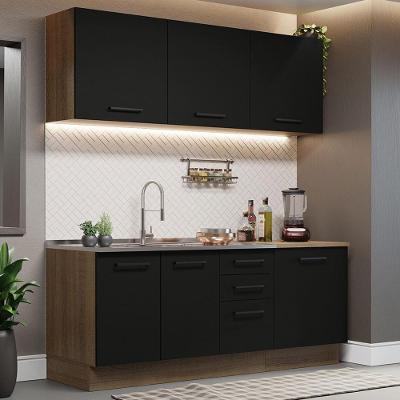 Cozinha Completa 180001 Com Armário E Balcão Rustic/Preto