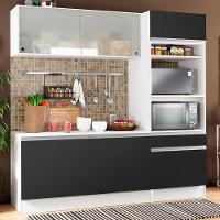 Cozinha Compacta Topazio Pop com Armário Branco Preto - 1