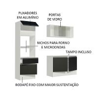 Cozinha Compacta Topazio Pop com Armário Branco Preto - 2
