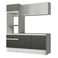Cozinha Compacta Topazio Pop com Armário Branco Preto - 7
