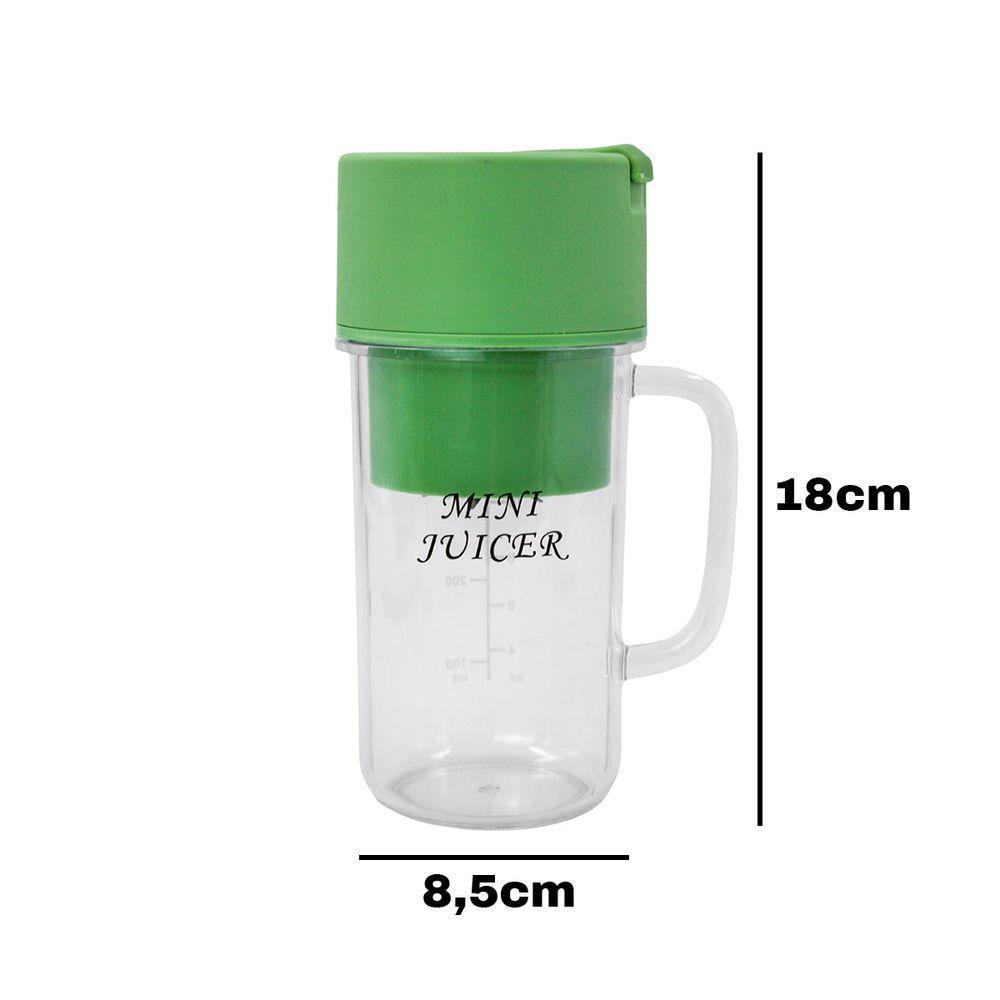 Mini Liquidificador Portatil Shake Suco Juice Cup Caneca Cabo Usb Verde - 3