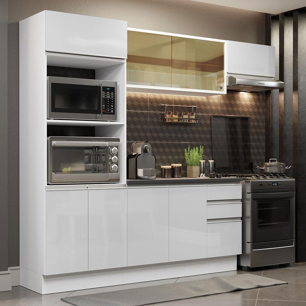 Cozinha Completa 250004 Com Armário E Balcão Branco Brilho - 1