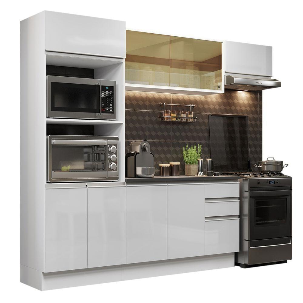 Cozinha Completa 250004 Com Armário E Balcão Branco Brilho - 9