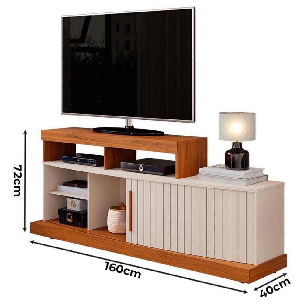 Rack Bancada Para Sala Ambiente Valle Freijó Off White ? Dj Móveis - 2